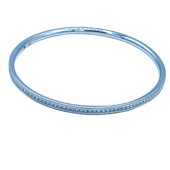 Nadir  silver designer bangle NEW with CZ clear stones size 8” dainty - Picture 2 of 9